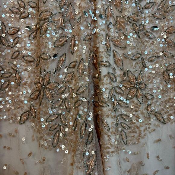 Adrianna Papell  Beaded Sequined Gown Size 16 Wedding Romantic Special Occasions - Picture 13 of 16